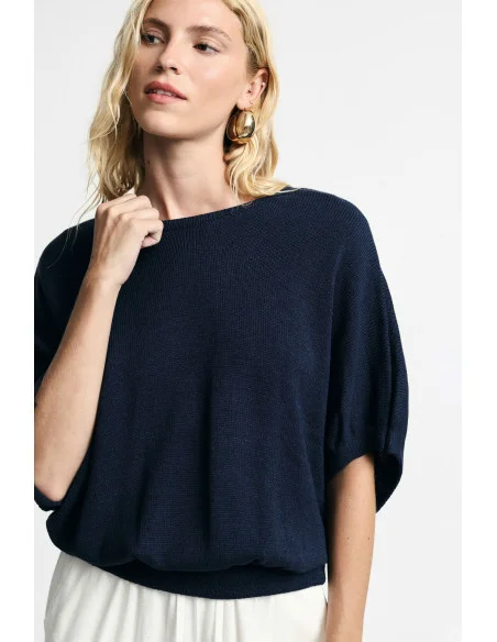 Oversized Top with Batwing Sleeves and Elasticated Hem Please