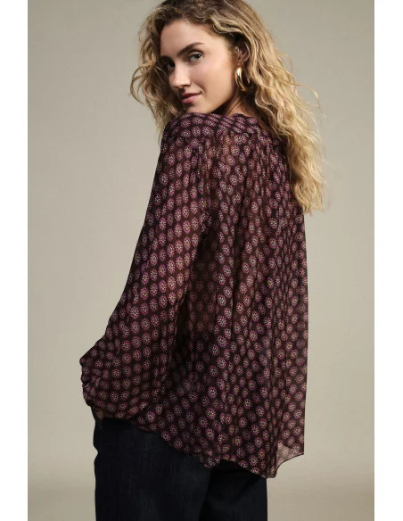 Blouse ample à imprimé floral et volants sur le devant « Dixie »