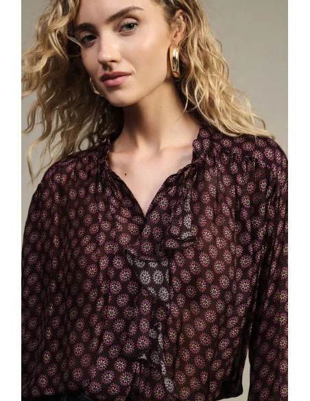 Blusa Ampia Stampa Floreale Volant Davanti Dixie