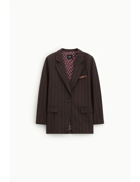 Striped Blazer with Single-Breasted Fastening and Dixie Pockets