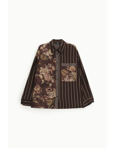 Chemise à motifs floraux et rayures avec poche avant « Dixie »