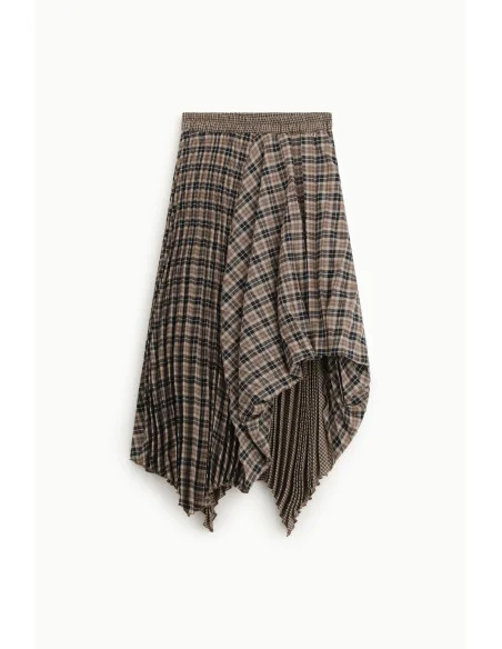 Jupe midi asymétrique à carreaux « Dixie »