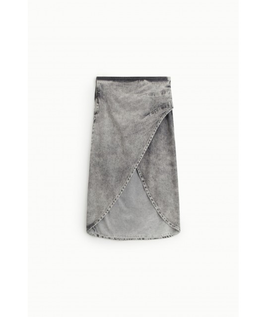 Gonna Midi Effetto Denim Con Spacco Asimmetrico Dixie