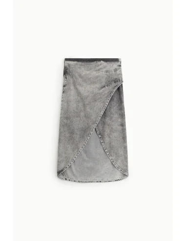 Gonna Midi Effetto Denim Con Spacco Asimmetrico Dixie