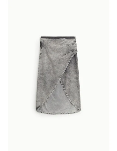 Gonna Midi Effetto Denim Con Spacco Asimmetrico Dixie
