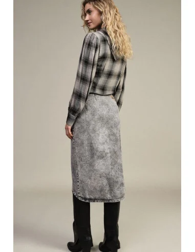 Gonna Midi Effetto Denim Con Spacco Asimmetrico Dixie
