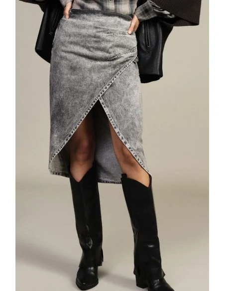 Jupe midi effet denim avec fente asymétrique Dixie