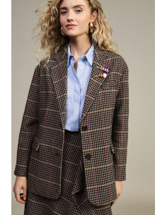 Checked Blazer with Patch Pockets and Dixie Buttons