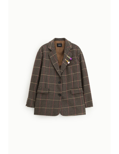 Checked Blazer with Patch Pockets and Dixie Buttons