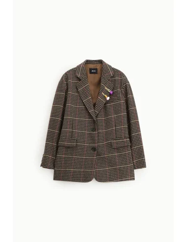 Checked Blazer with Patch Pockets and Dixie Buttons