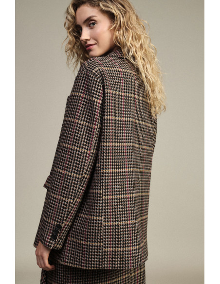 Checked Blazer with Patch Pockets and Dixie Buttons