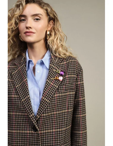 Blazer à carreaux avec poches plaquées et boutons Dixie