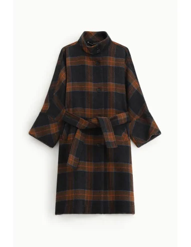 Dixie Checked Coat With Belt And Button Fastening