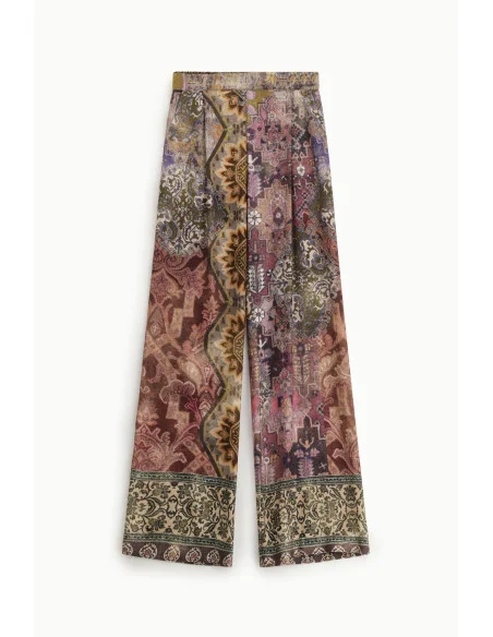 Pantaloni Palazzo Stampa Patchwork A Gamba Larga Dixie