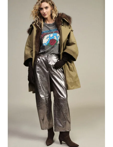 Pantalon palazzo à effet métallisé et taille haute Dixie