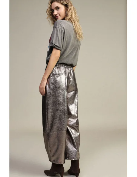 Pantalon palazzo à effet métallisé et taille haute Dixie