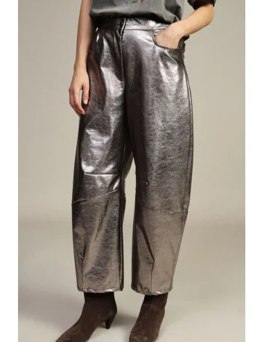 Pantalon palazzo à effet métallisé et taille haute Dixie
