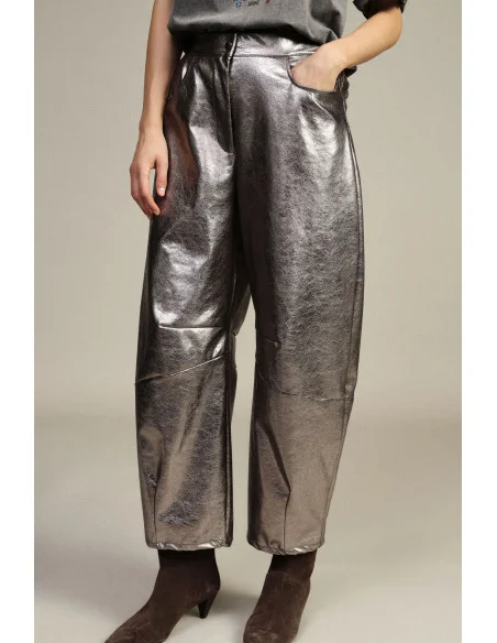Pantalon palazzo à effet métallisé et taille haute Dixie