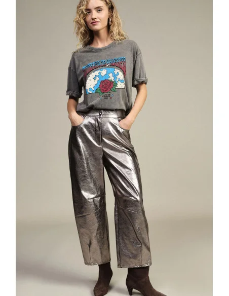 Pantalon palazzo à effet métallisé et taille haute Dixie