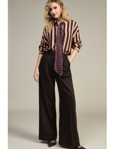 Pantalon palazzo taille haute à fines rayures « Dixie »