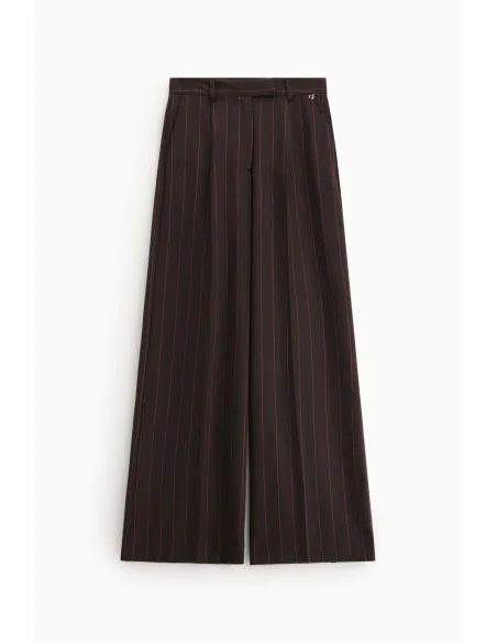 Pantalon palazzo taille haute à fines rayures « Dixie »