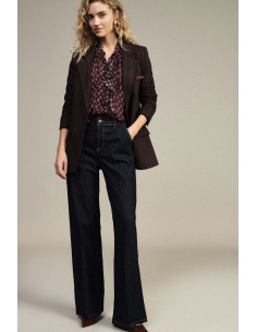 Pantalon palazzo taille haute avec coutures contrastées Dixie