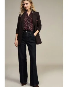 Pantalon palazzo taille haute avec coutures contrastées Dixie