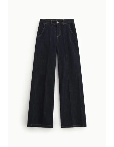 Pantalon palazzo taille haute avec coutures contrastées Dixie