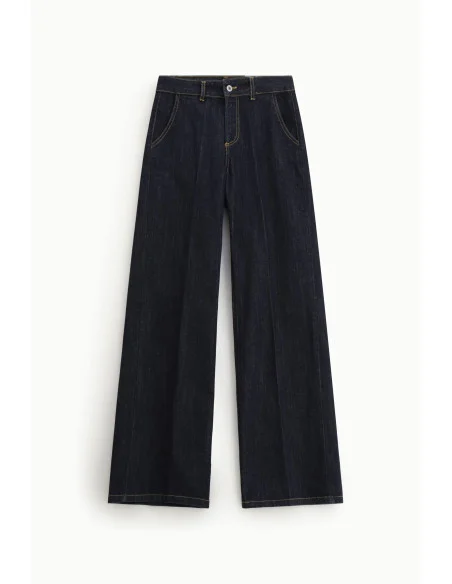 Pantalon palazzo taille haute avec coutures contrastées Dixie