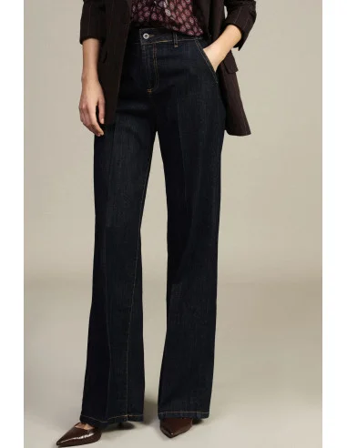 Pantalon palazzo taille haute avec coutures contrastées Dixie