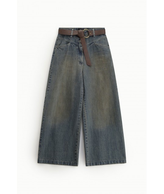 Jeans A Gamba Larga Vita Alta Con Cintura Dixie