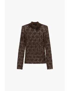 Dixie Long-Sleeved Lace Top with High Neck