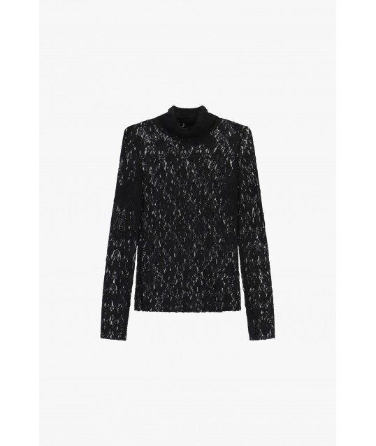 Dixie Long-Sleeved Lace Top with High Neck