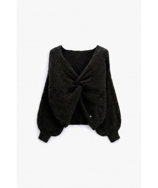 Cardigan Intrecciato Con Nodo Frontale E Maniche Ampie Please