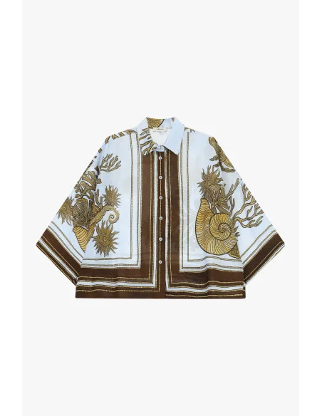 Camicia Oversize Con Stampa Motivo Marino E Manica Ampia Dixie
