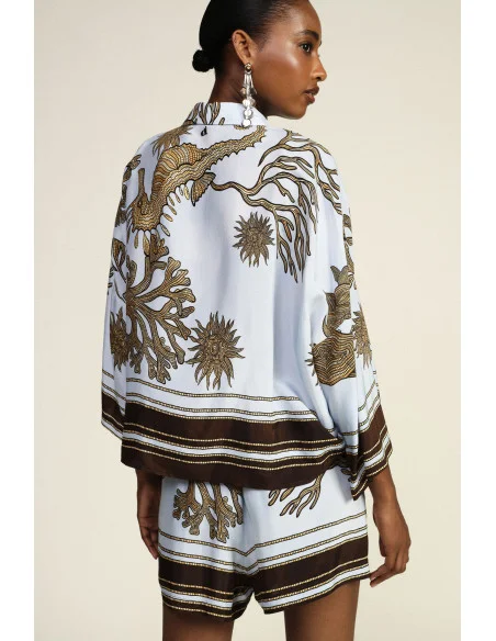 Camicia Oversize Con Stampa Motivo Marino E Manica Ampia Dixie