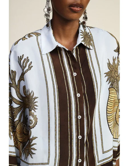 Dixie Oversized Shirt with Nautical Print and Wide Sleeves