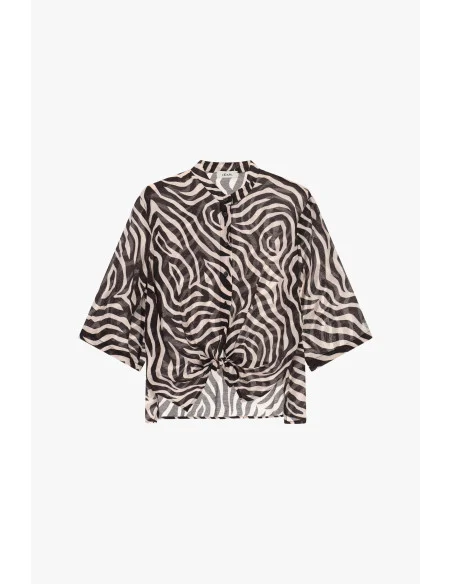 Dixie Zebra-Print Shirt with Front Knot
