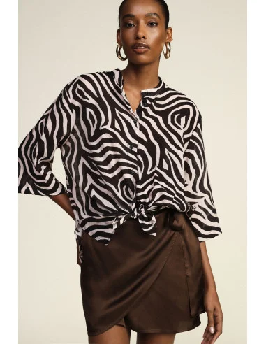 Dixie Zebra-Print Shirt with Front Knot