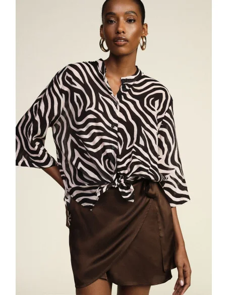 Chemise à imprimé zébré avec nœud sur le devant Dixie