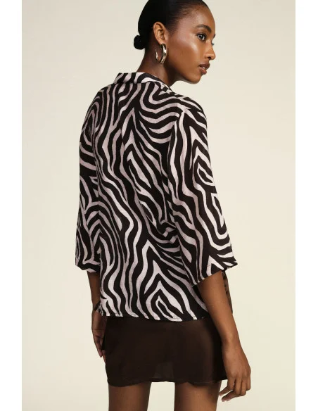 Dixie Zebra-Print Shirt with Front Knot