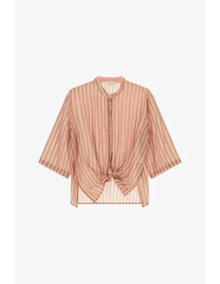 Chemise à rayures avec nœud sur le devant et manches larges Dixie