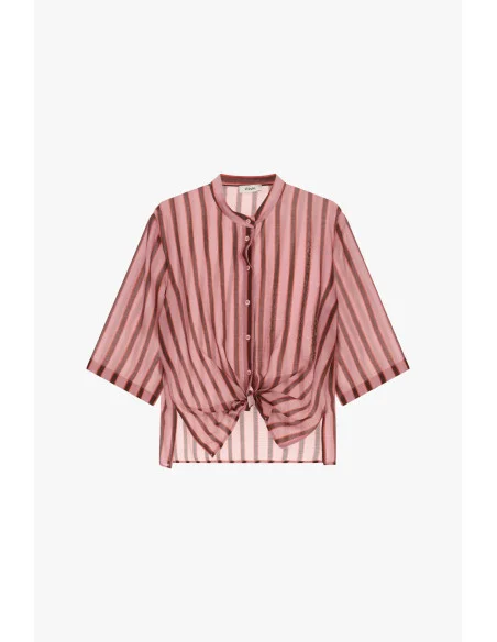 Chemise à rayures avec nœud sur le devant et manches trois-quarts Dixie