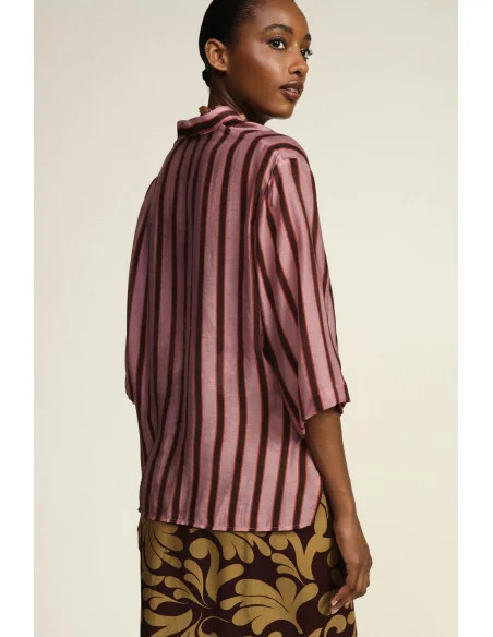 Camicia A Righe Con Nodo Frontale E Maniche Tre Quarti Dixie