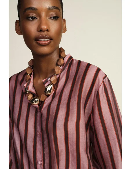 Camicia A Righe Con Nodo Frontale E Maniche Tre Quarti Dixie