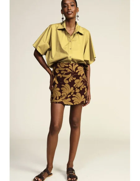 Dixie Short Patterned Skirt with Side Bow
