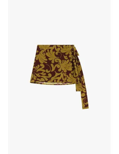 Dixie Short Patterned Skirt with Side Bow