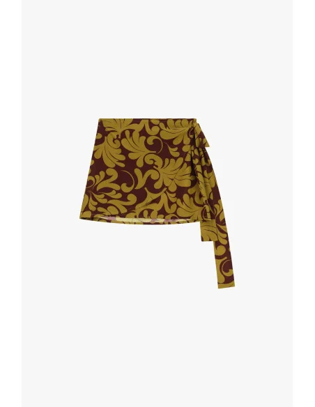 Dixie Short Patterned Skirt with Side Bow