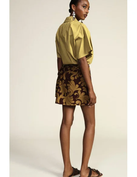 Dixie Short Patterned Skirt with Side Bow
