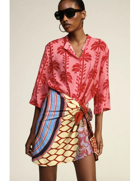 Dixie Short Patterned Skirt with Side Knot